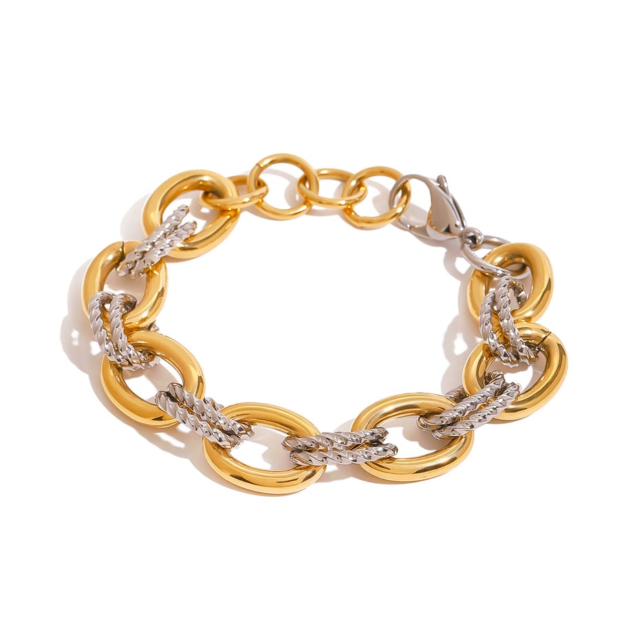 1 Piece Simple Series Daily Annular Stainless Steel 18K Gold Plated Women Chain Bracelets Picture9