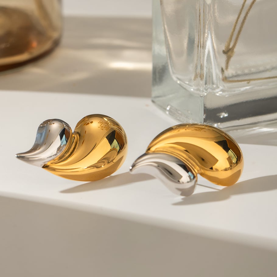1 Paar einfache Serie im Ins-Stil Tropfen Edelstahl 18 Karat vergoldet Damen Ohrstecker Bild4
