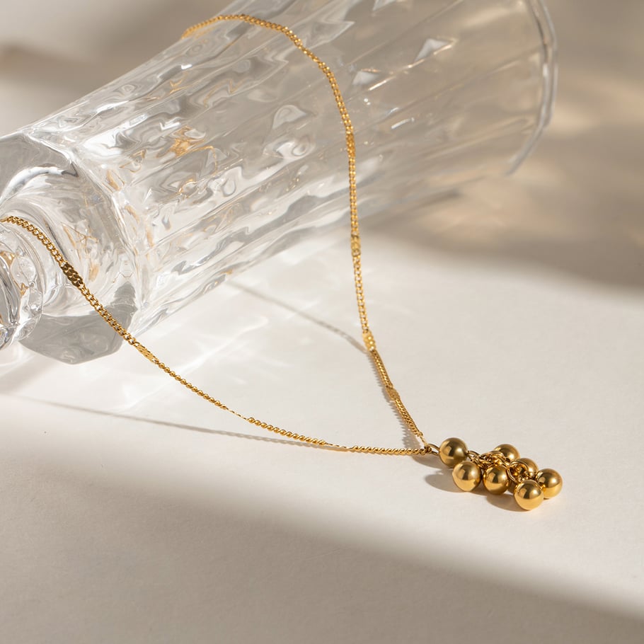 1 pezzo semplice serie giornaliera rotonda in acciaio inossidabile placcato oro 18K collane con ciondolo da donna Immagine4