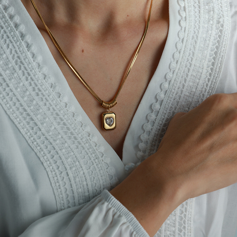 1 Piece Simple Series Simple Heart Stainless Steel 18K Gold Plated Zircon Women Pendant Necklaces Picture5