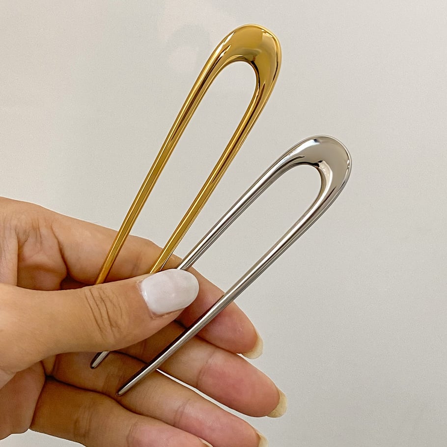 1 Pair Simple Series Casual Geometric Stainless Steel 18K Gold Plated Women Hair Clips Picture4