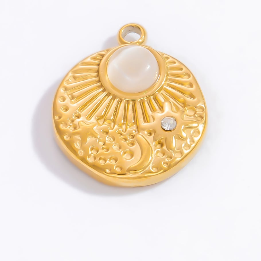 1 Stück Luxuriöse Serie Klassische Sonne/Mond Edelstahl Gold Farbe Damen Anhänger Bild7