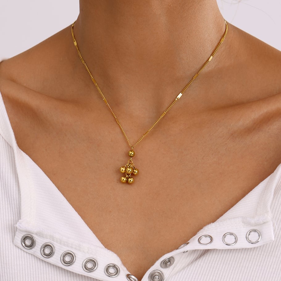 1 pezzo semplice serie giornaliera rotonda in acciaio inossidabile placcato oro 18K collane con ciondolo da donna Immagine7