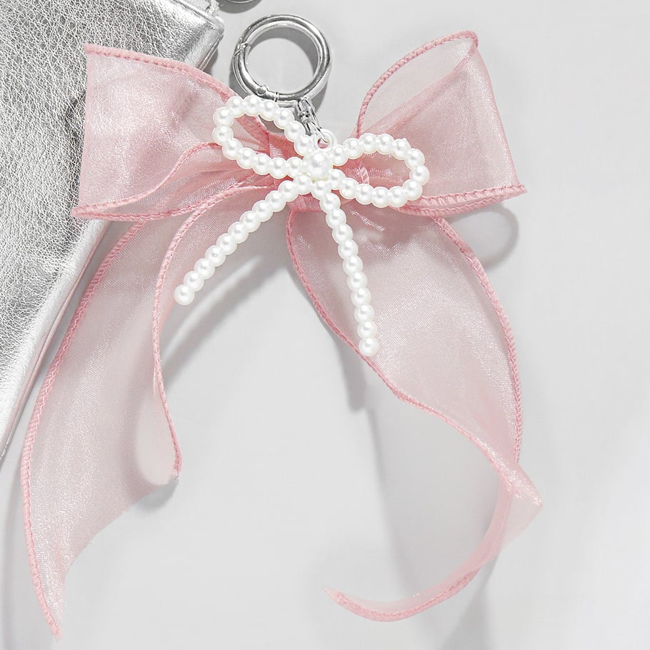 1 Piece Romantic Series Sweet Bow Knot Organza Artificial Pearl Women's Bag Charms Picture4