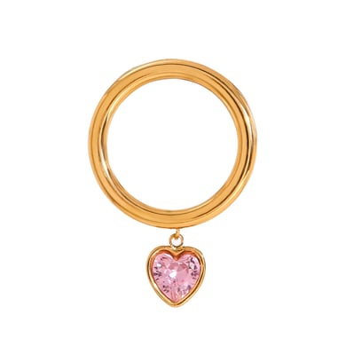 1 Paar Simple Series Sweet Heart Edelstahl 18 Karat vergoldet Zirkon Damen Einzelringe h5 Bild6