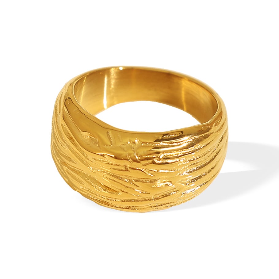 1 Paar Simple Series Retro Strip Titanstahl 18 Karat vergoldet Damen Einzelringe Bild6