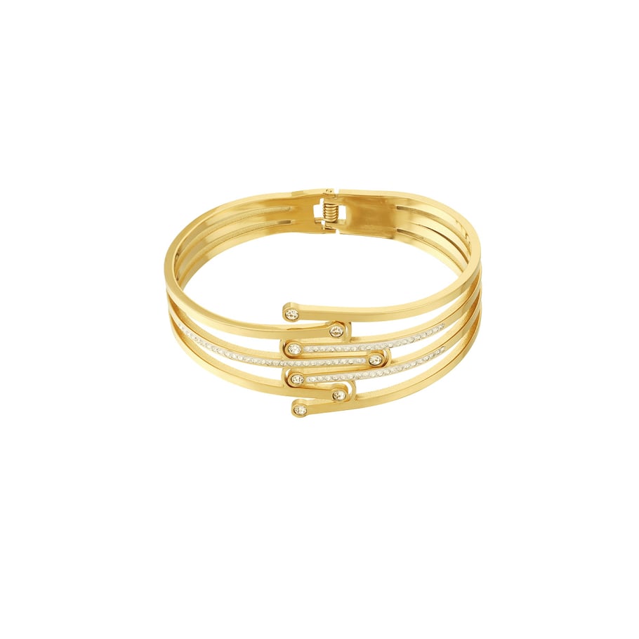 1 Piece Stylish Series Chic Natural Line Stainless Steel Gold Color Women's Bangles Picture8