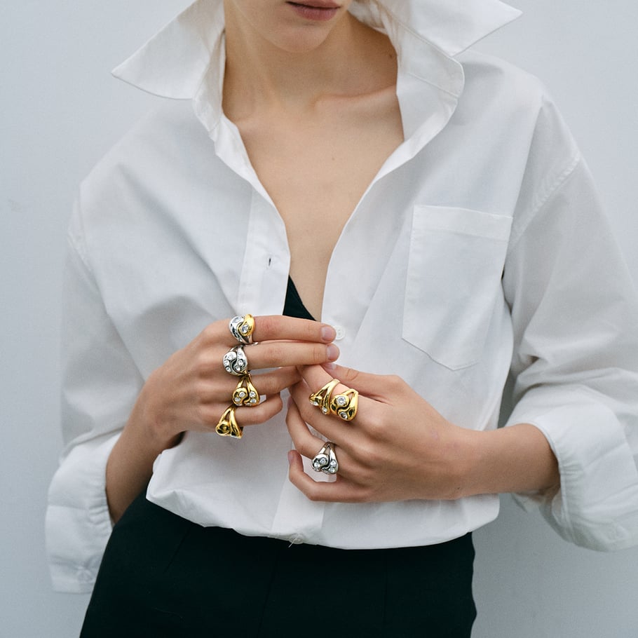 1 Piece Retro Luxurious Style Chunky Droplet Shape Titanium Steel 18K Gold Inlay Zircons Women's Single Ring Picture3