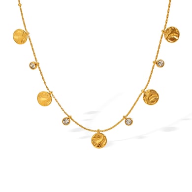 1 Piece Luxurious Series Fashionable Round Shape Stainless Steel Gold Color Women's Pendant Necklaces h5 Picture6