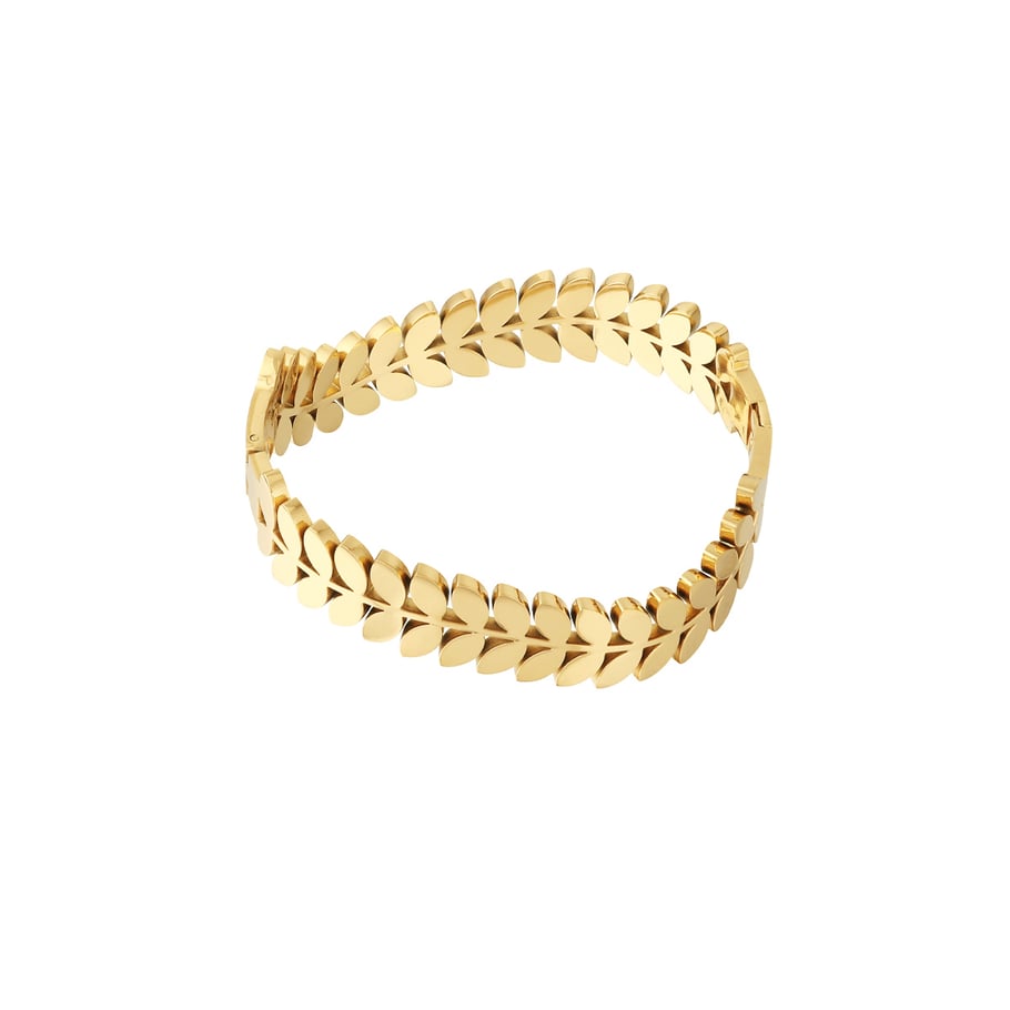 1 Stück Simple Series Natürliche Pflanzen Edelstahl Gold Farbe Damen Armreifen Bild9