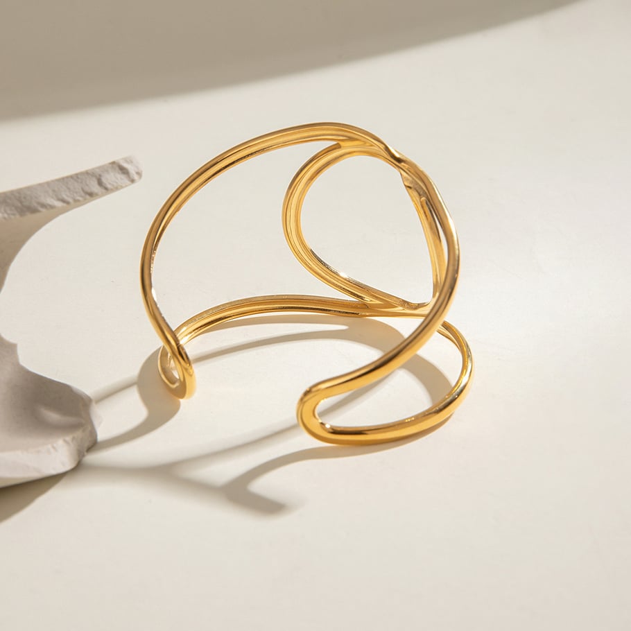 1 Piece Simple Series Simple Annular Stainless Steel 18K Gold Plated Women Bangles Picture4