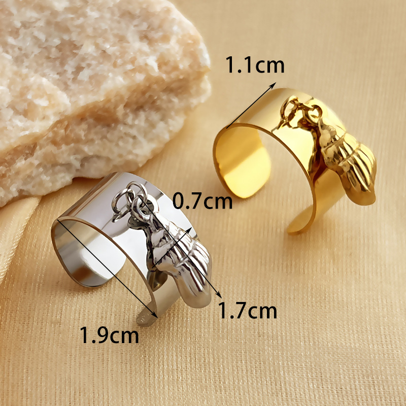 1 Stück Simple Series Simple Turtle Edelstahl Goldfarbene verstellbare Damenringe Bild5