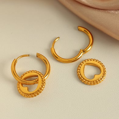 1 Paar Simple Series Simple Heart Edelstahl 18 Karat vergoldete Damen-Tropfenohrringe h5 Bild3