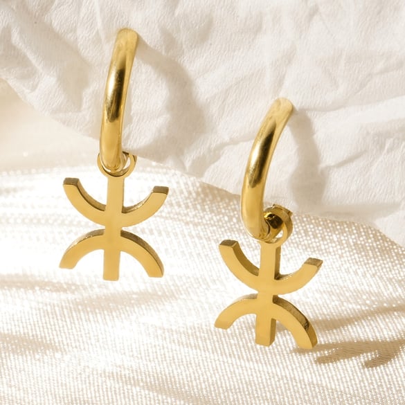 1 Pair Modern Series Sleek Geometric Titanium Steel Gold Color Women's Drop Earrings