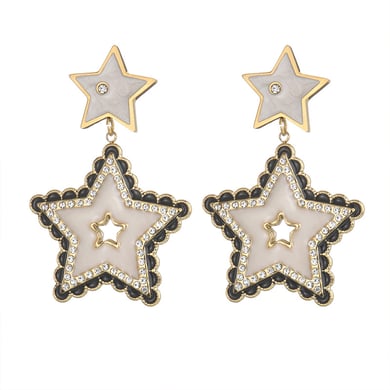 1 paire de boucles d&#39;oreilles pendantes géométriques classiques en acier inoxydable plaqué or 18 carats avec strass pour femme h5 Image4