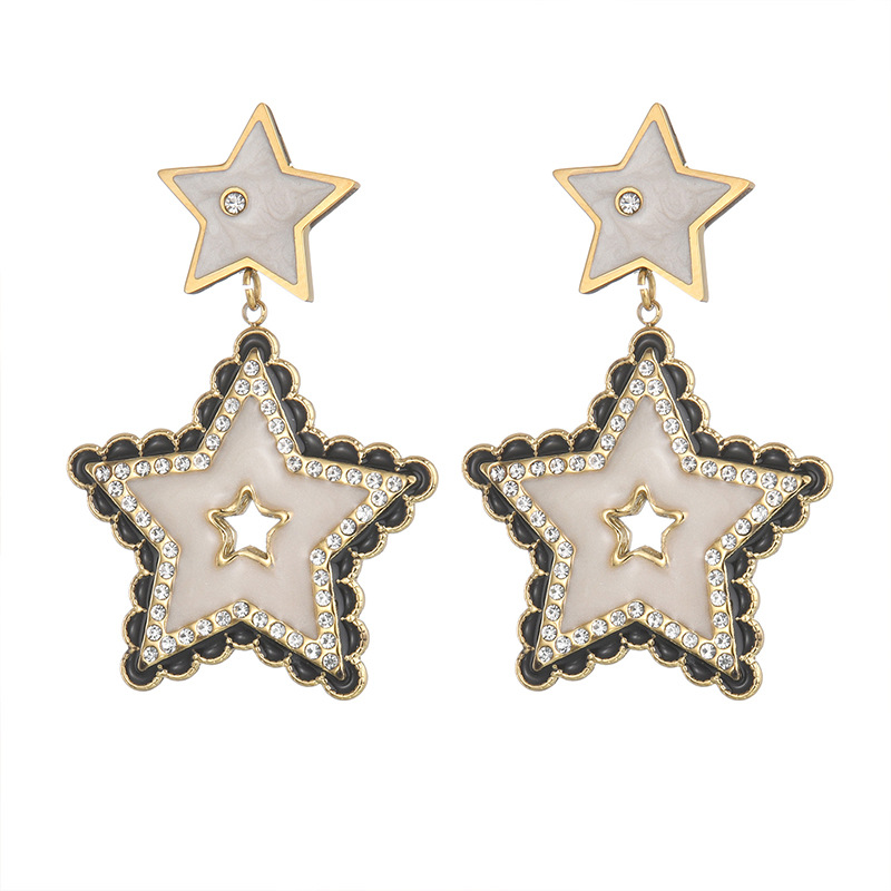 1 paire de boucles d&#39;oreilles pendantes géométriques classiques en acier inoxydable plaqué or 18 carats avec strass pour femme Image4