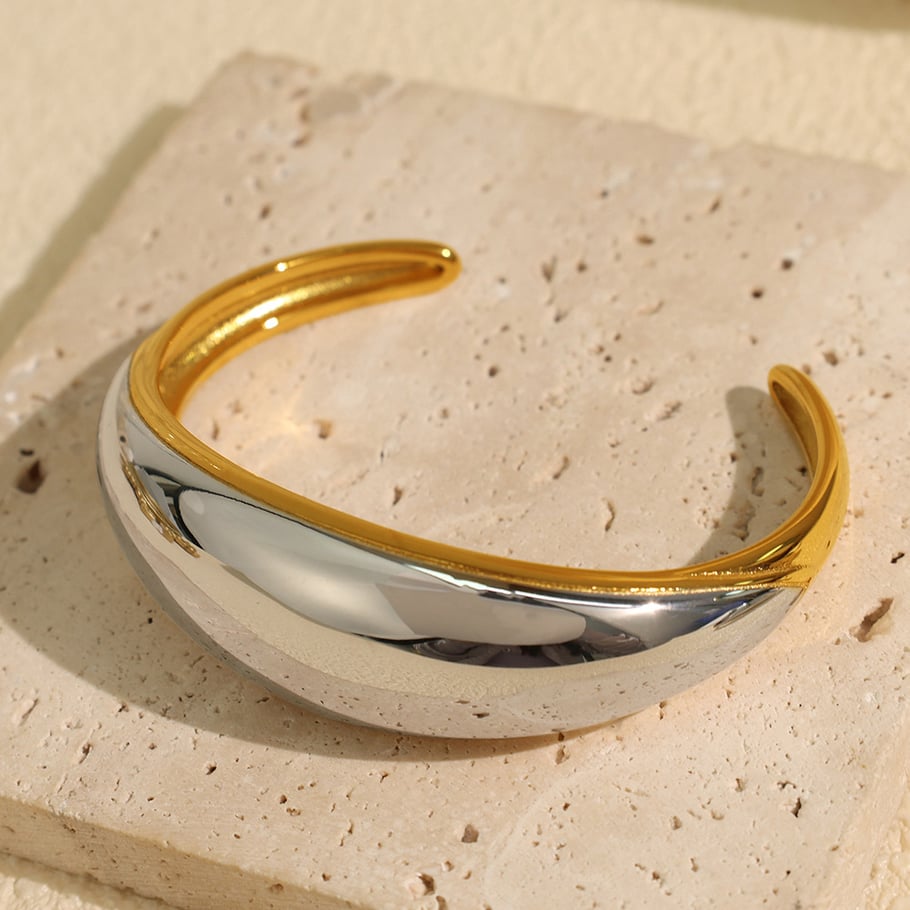 1 Piece Simple Series Simple Geometric Stainless Steel 18K Gold Plated Women Bangles Picture3