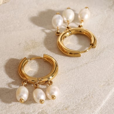 1 Pair Simple Series Retro Tassel Stainless Steel 18K Gold Plated Artificial Pearl Women Drop Earrings h5 Picture4