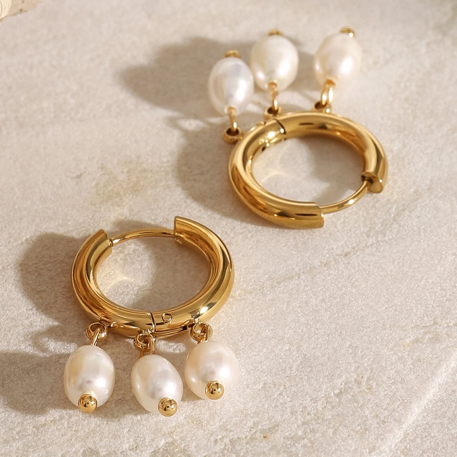 1 Pair Simple Series Retro Tassel Stainless Steel 18K Gold Plated Artificial Pearl Women Drop Earrings Picture4
