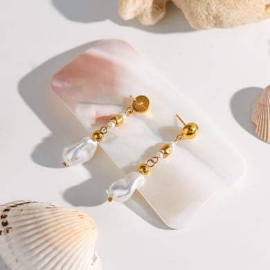 1 Pair Romantic Series Exquisite Irregular Stainless Steel Gold Color Women's Drop Earrings h5 Picture3