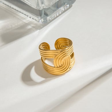 1 Stück Simple Series Ins Style Line Edelstahl Goldfarbene verstellbare Damenringe h5 Bild4