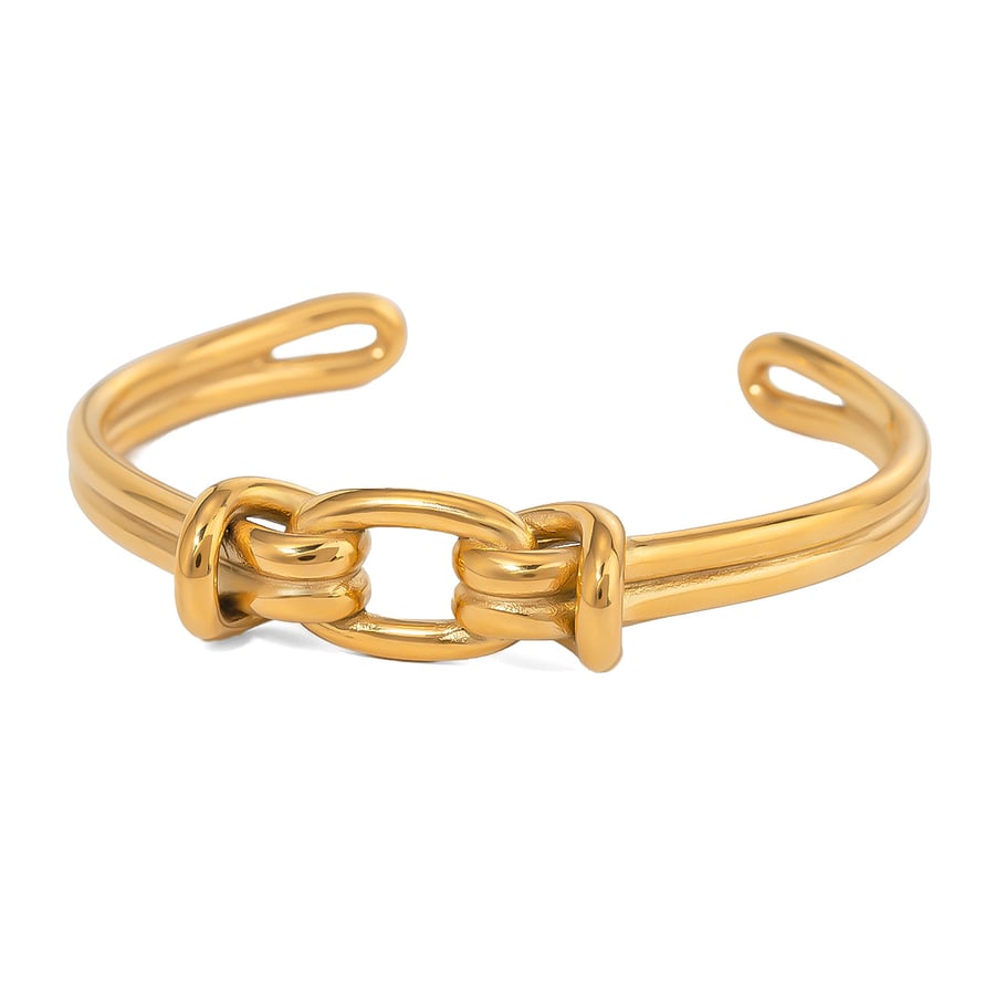 1 Piece Simple Series ins style Twist Stainless Steel 18K Gold Plated Women Bangles Picture6