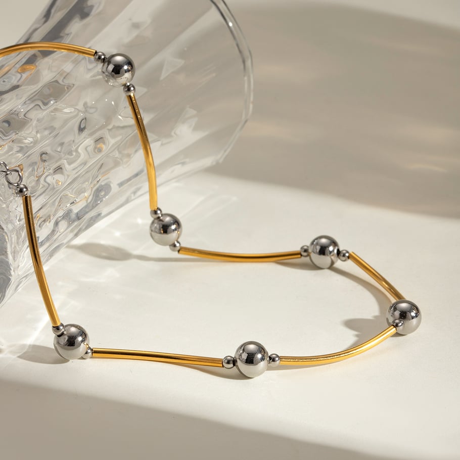 1 Stück Simple Series Casual Geometric Edelstahl 18 Karat vergoldet Damen Kettenhalsketten Bild4