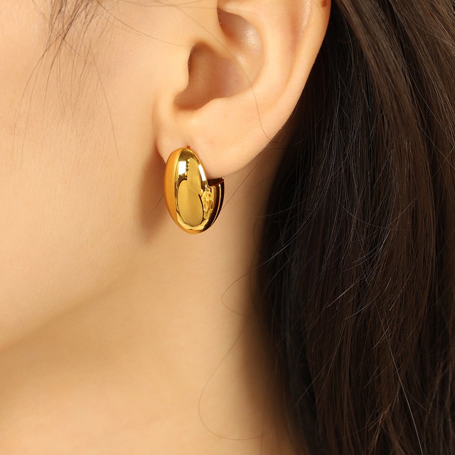 1 Pair Simple Series Simple Solid Color Stainless Steel 18K Gold Plated Women Drop Earrings Picture5