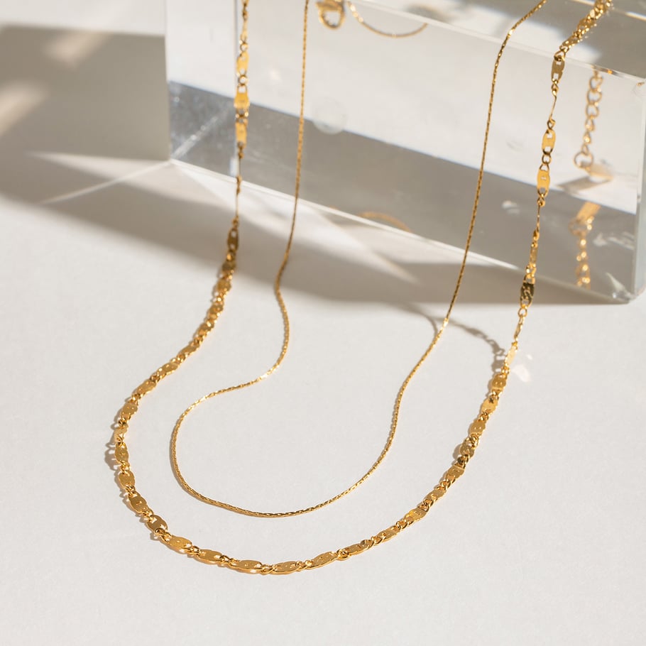 1 Stück Simple Series Retro Ringförmige Edelstahl 18 Karat vergoldete Damen-Mehrfachketten Bild3