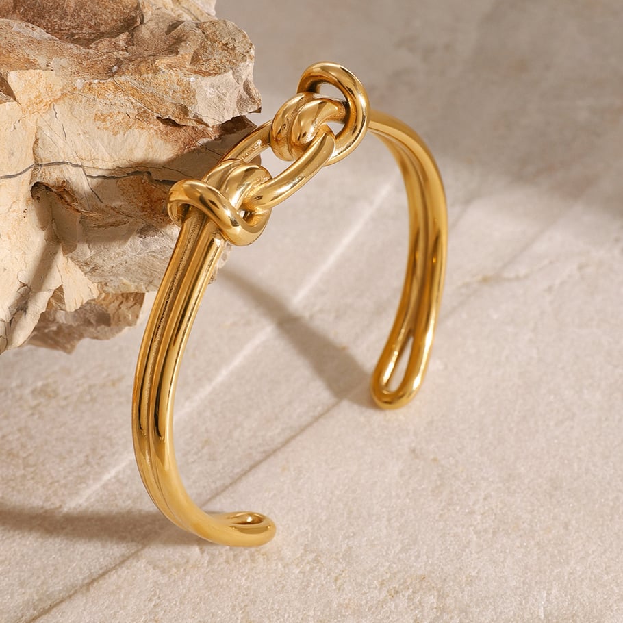1 Piece Simple Series ins style Twist Stainless Steel 18K Gold Plated Women Bangles Picture5