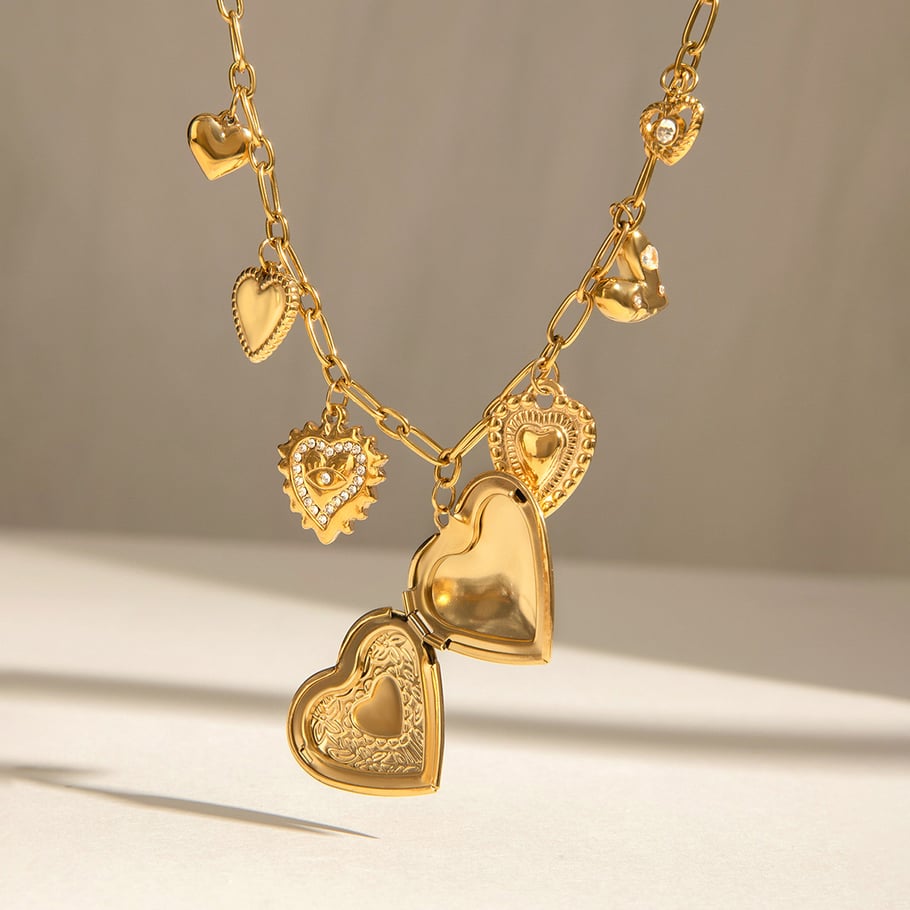 1 Piece Classic Series Fashionable Heart Shape Stainless Steel Gold Color Women's DIY Pendant Necklaces Picture4