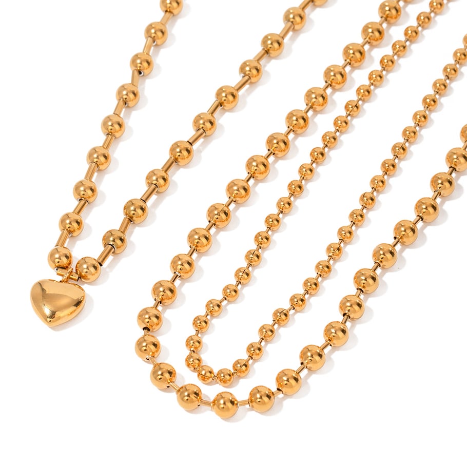 1 Piece Simple Series Simple Heart Stainless Steel 18K Gold Plated Women Beaded necklaces Picture6