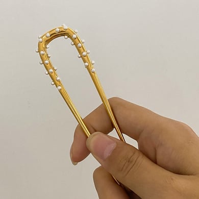 1 Paar Simple Series Daily Letter Edelstahl 18 Karat vergoldete Perlen Damen Haarspangen h5 Bild4