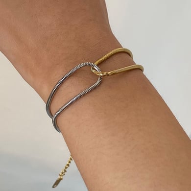 1 Piece Simple Series Daily round Stainless Steel 18K Gold Plated Women Chain Bracelets h5 Picture5