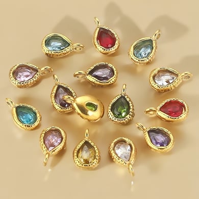 1 par de colgantes de acero inoxidable con diamantes de imitación chapados en oro de 18 quilates con forma de gota elegante y romántica para mujer h5 Imagen4