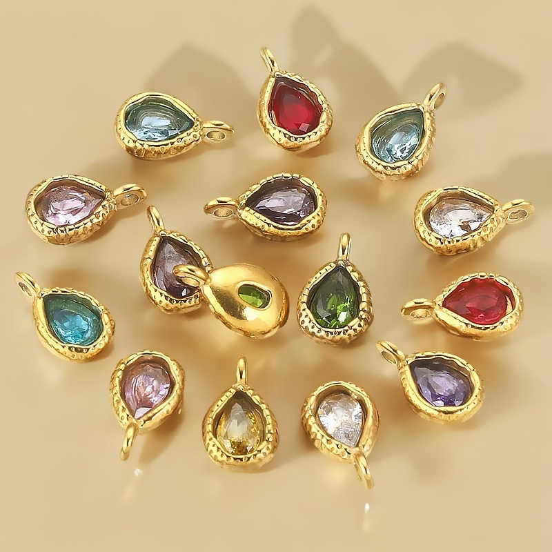 1 par de colgantes de acero inoxidable con diamantes de imitación chapados en oro de 18 quilates con forma de gota elegante y romántica para mujer Imagen4