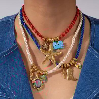 1 Piece Stylish Series Retro Starfish Rope Stainless Steel Gold Color Women's Pendant Necklaces h5 Picture6