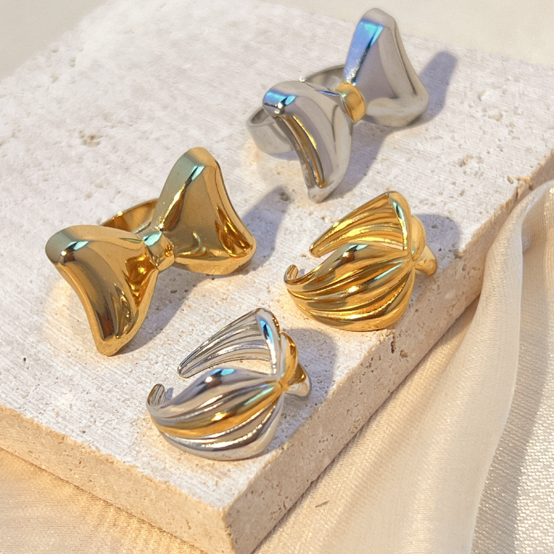 1 Piece Sweet Bow Knot Stainless Steel Women's Adjustable Rings Picture4