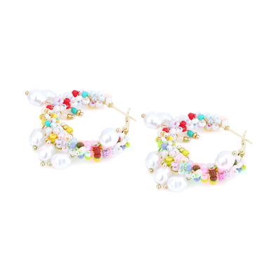 1 Pair Elegant Bead Twisted Pearl Hoop Earrings h5 Picture4