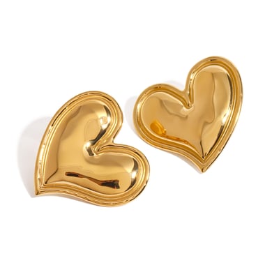 1 Pair Simple Series Sweet Heart Stainless Steel 18K Gold Plated Women Stud Earrings h5 Picture5