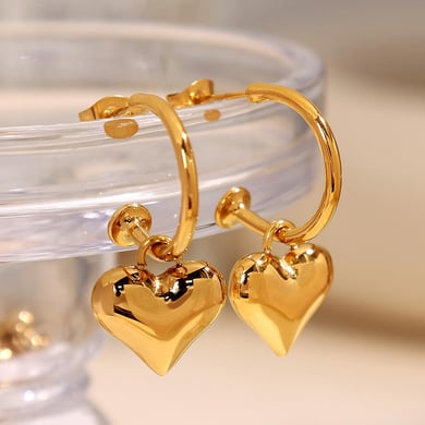 1 Pair Romantic Series Sweet Heart Titanium Steel   Gold Color  Women's Drop Earrings h5 Picture7