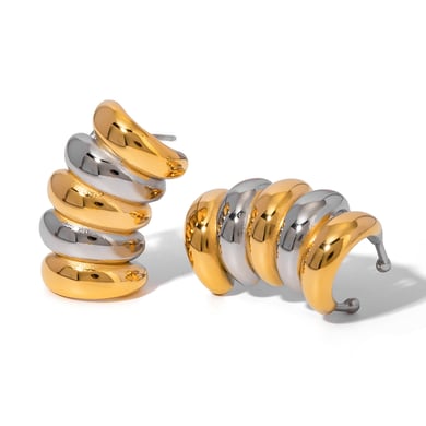 1 Pair Simple Retro Style Geometric Stainless Steel 18K Gold Plated Women's Stud Earrings h5 Picture3