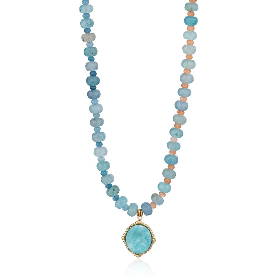 1 Piece Gorgeous Series Elegant Moon Stainless Steel Gold Color Natural Stone Women's Pendant Necklaces Picture10