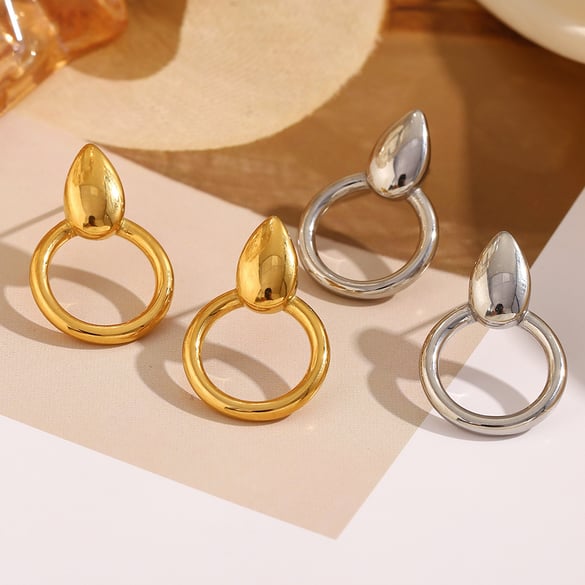 1 Pair Simple Series Classic Geometric Stainless Steel   Gold Color  Women's Drop Earrings 2