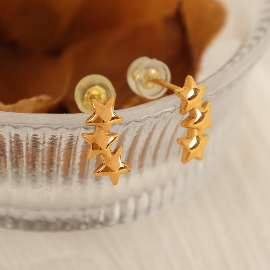 1 Pair Simple Series Casual Sun/Moon Stainless Steel 18K Gold Plated Women Stud Earrings Picture3