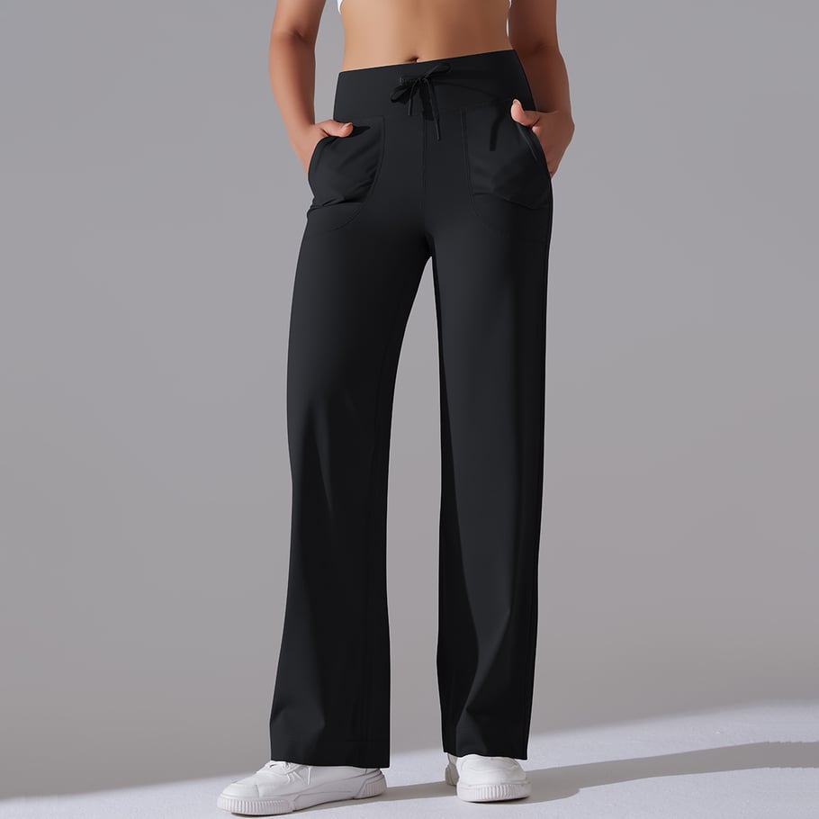 1 Piece Solid Colored High End Elastic Loose  Casual Women's Sports Long Pants Picture5