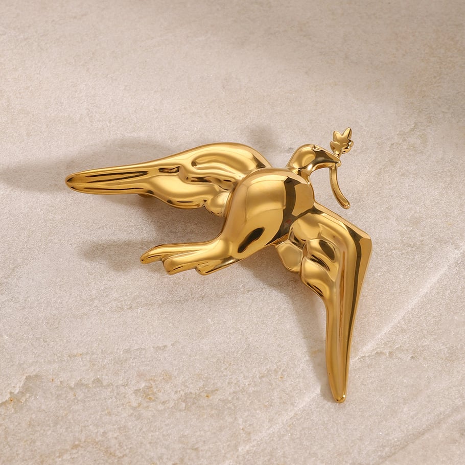 1 Pair Classic Series Natural Animal Stainless Steel 18K Gold Plated Women Brooches Picture5