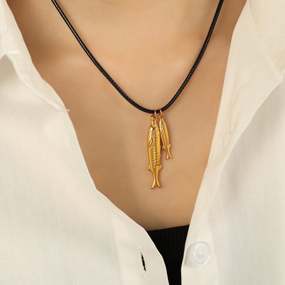 1 Piece Romantic Series Fish Titanium Steel 18K Gold Color Plated Women's Pendant Necklaces Picture5