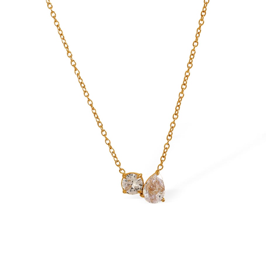 1 Piece Romantic Series Elegant Geometric Titanium Steel 18K Gold Color Plated Rhinestone Women's Pendant Necklaces Picture6