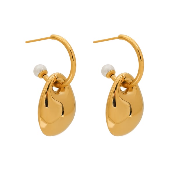 1 Pair Charming Series Ins Style Irregular Round Stainless Steel Gold Color Women's Drop Earrings 2